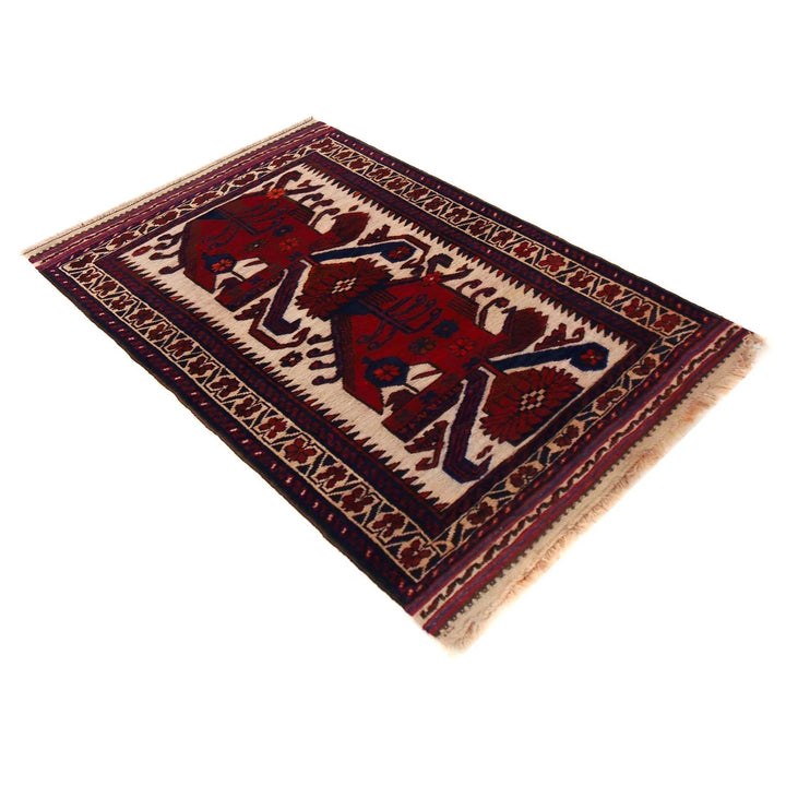Afghan Baluchi Rug 2' 7" x 4' 5" Hand-Knotted | No. AL59185