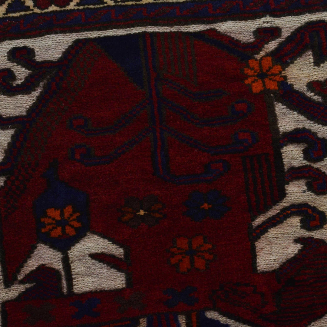 Afghan Baluchi Rug 2' 7" x 4' 5" Hand-Knotted | No. AL59185