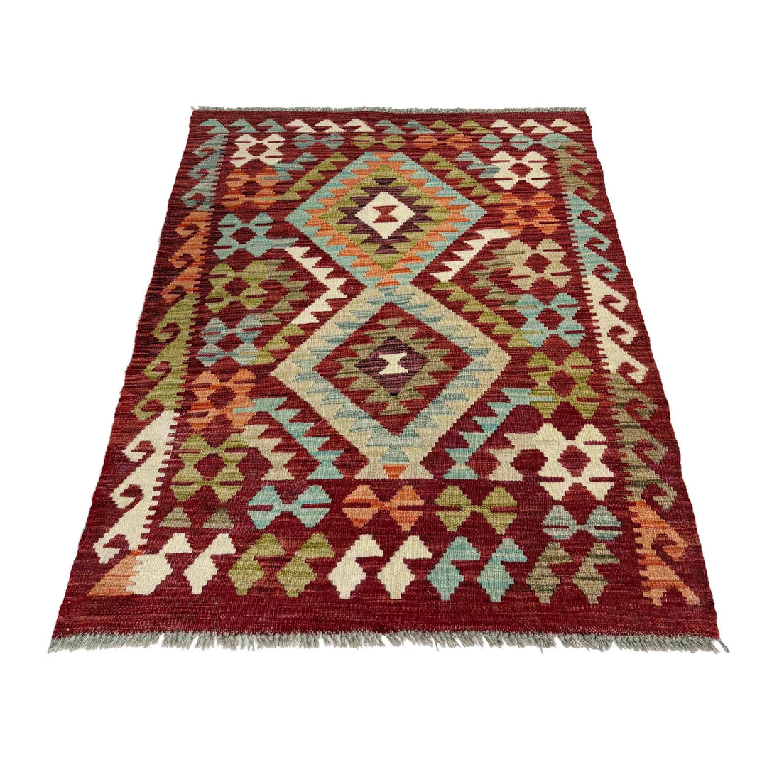 Afghan Vegetable Kilim Rug 2'9" x 4'2" Flat-Weave | No. AL591895