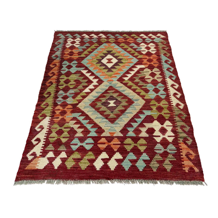 Afghan Vegetable Kilim Rug 2'9" x 4'2" Flat-Weave | No. AL591895