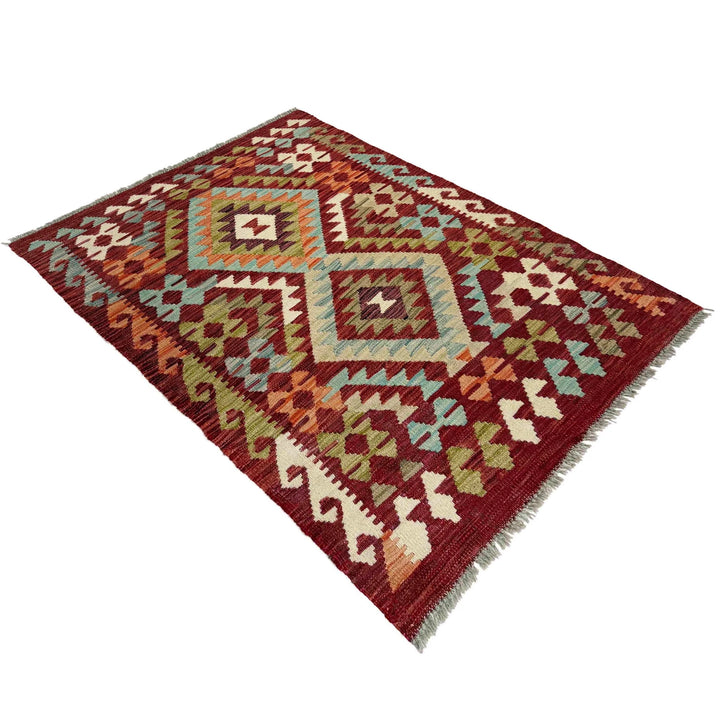 Afghan Vegetable Kilim Rug 2'9" x 4'2" Flat-Weave | No. AL591895