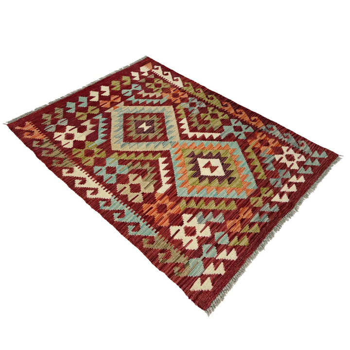 Afghan Vegetable Kilim Rug 2'9" x 4'2" Flat-Weave | No. AL591895