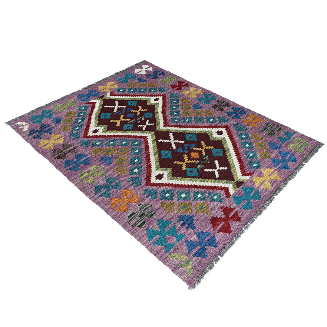 Afghan Vegetable Kilim Rug 2' 10" x 3' 10" Flat-Weave | No. AL59310