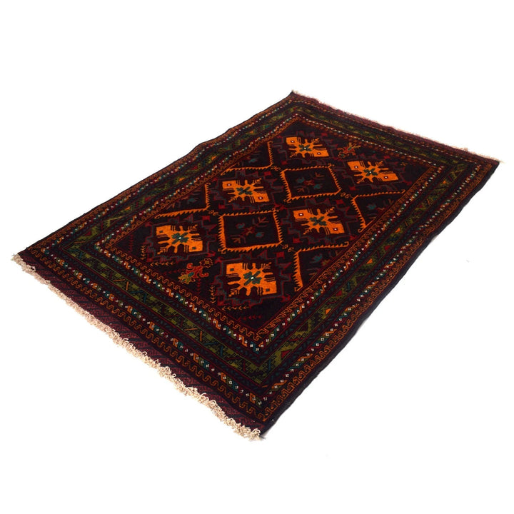 Afghan Baluchi Rug 4' 1" x 5' 9" Hand-Knotted | No. AL59408