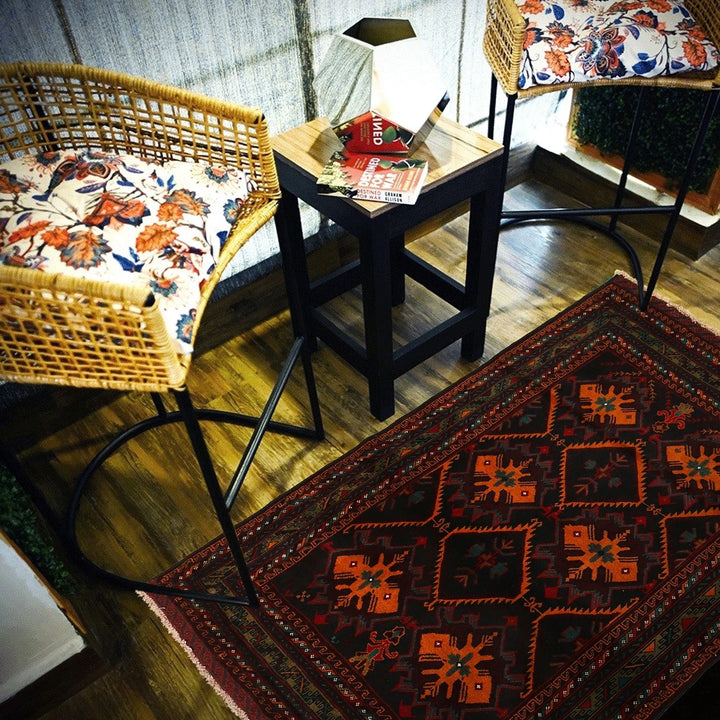 Afghan Baluchi Rug 4' 1" x 5' 9" Hand-Knotted | No. AL59408