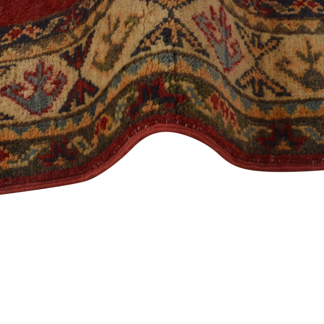 Red Afghan Kazak Rug 2' 9" x 4' 4" Hand-Knotted | No. AL59422