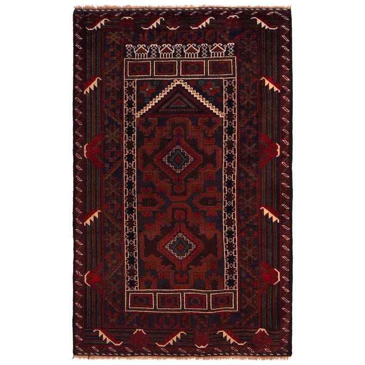 Red Afghan Prayer Rug 2' 10" x 4' 11" Hand-Knotted | No. AL59460