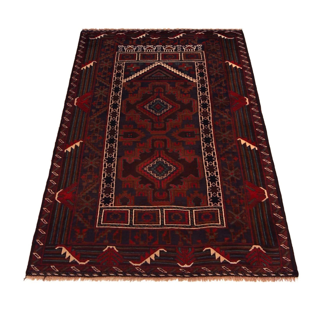 Red Afghan Prayer Rug 2' 10" x 4' 11" Hand-Knotted | No. AL59460
