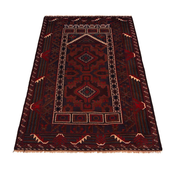 Red Afghan Prayer Rug 2' 10" x 4' 11" Hand-Knotted | No. AL59460