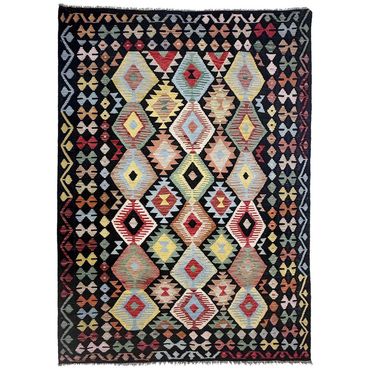 Afghan Vegetable Kilim Rug 6' 2" x 9' 4" Flat-Weave | No. AL59466