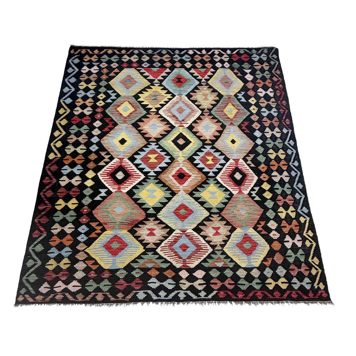 Afghan Vegetable Kilim Rug 6' 2" x 9' 4" Flat-Weave | No. AL59466