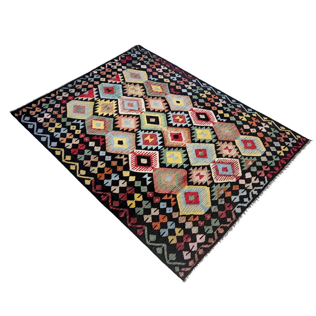 Afghan Vegetable Kilim Rug 6' 2" x 9' 4" Flat-Weave | No. AL59466