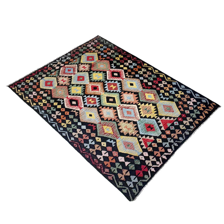 Afghan Vegetable Kilim Rug 6' 2" x 9' 4" Flat-Weave | No. AL59466