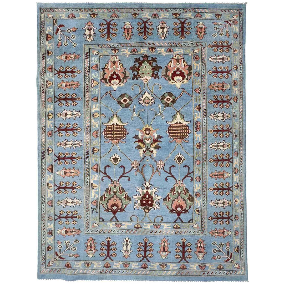 Blue Afghan Sultani Rug 5' 7" x 7' 8" Hand-Knotted | No. AL59494