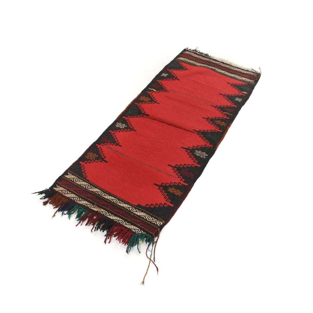 Red Afghan Kilim Rug 1' 7" x 4' 1" Flat-Weave | No. AL59508