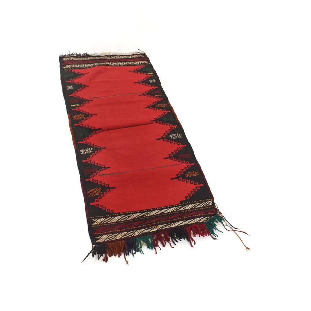 Red Afghan Kilim Rug 1' 7" x 4' 1" Flat-Weave | No. AL59508