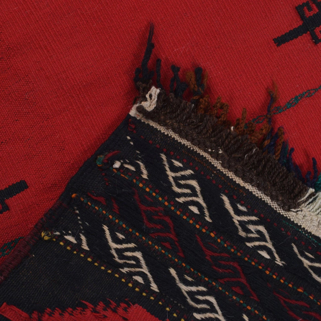 Red Afghan Kilim Rug 1' 7" x 4' 1" Flat-Weave | No. AL59508