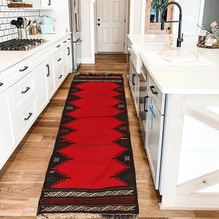 Red Afghan Kilim Rug 1' 7" x 4' 1" Flat-Weave | No. AL59508