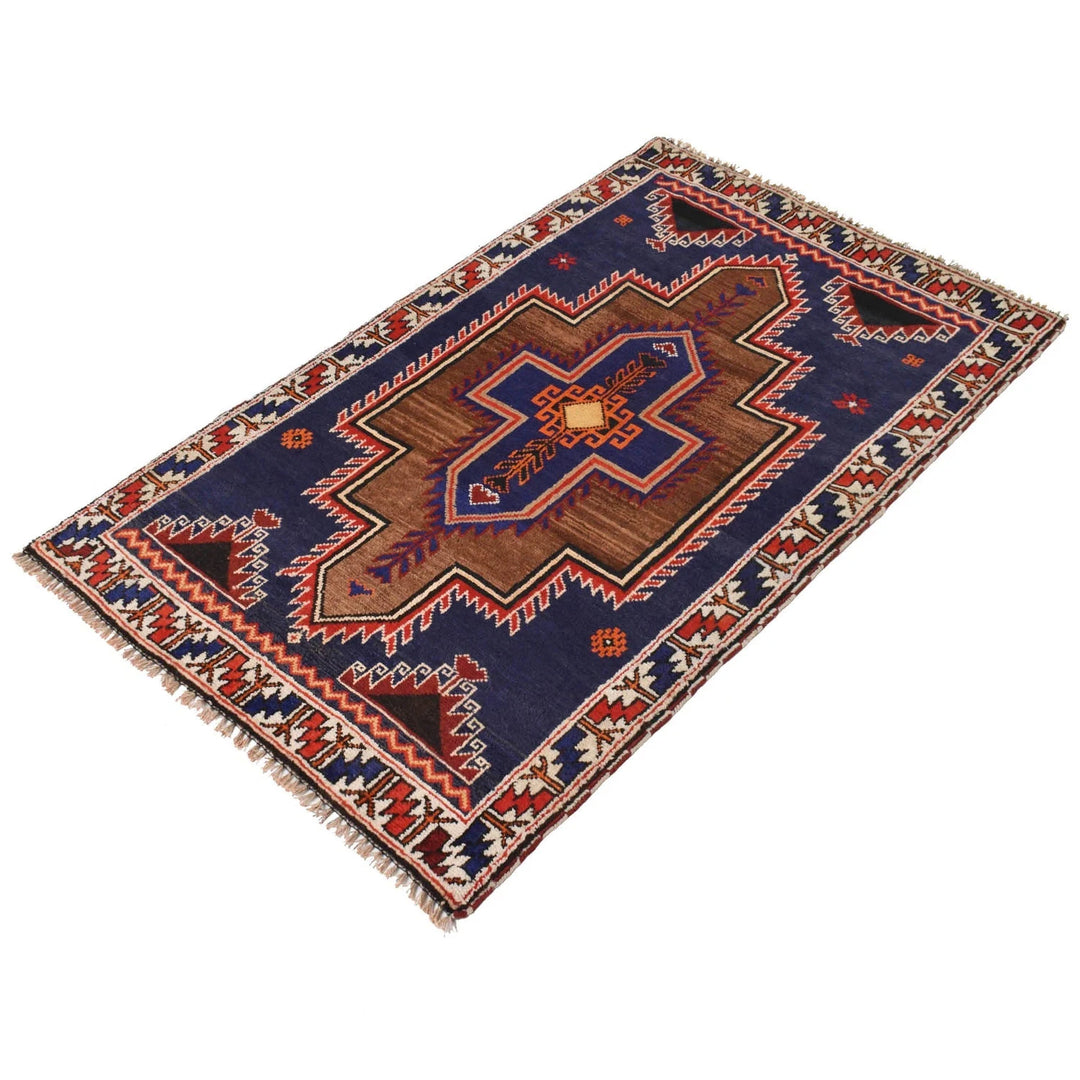 Navy Afghan Baluchi Rug 2' 10" x 4' 8" Hand-Knotted | No. AL59512