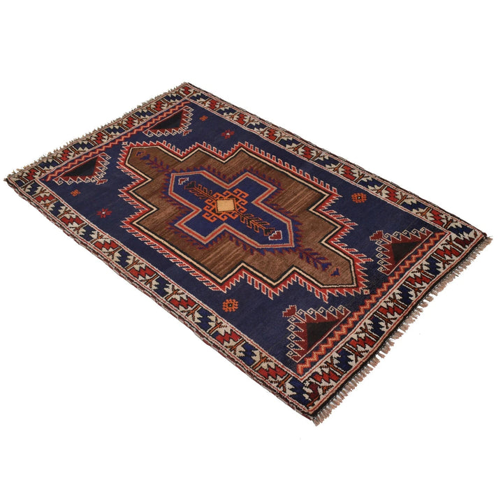 Navy Afghan Baluchi Rug 2' 10" x 4' 8" Hand-Knotted | No. AL59512
