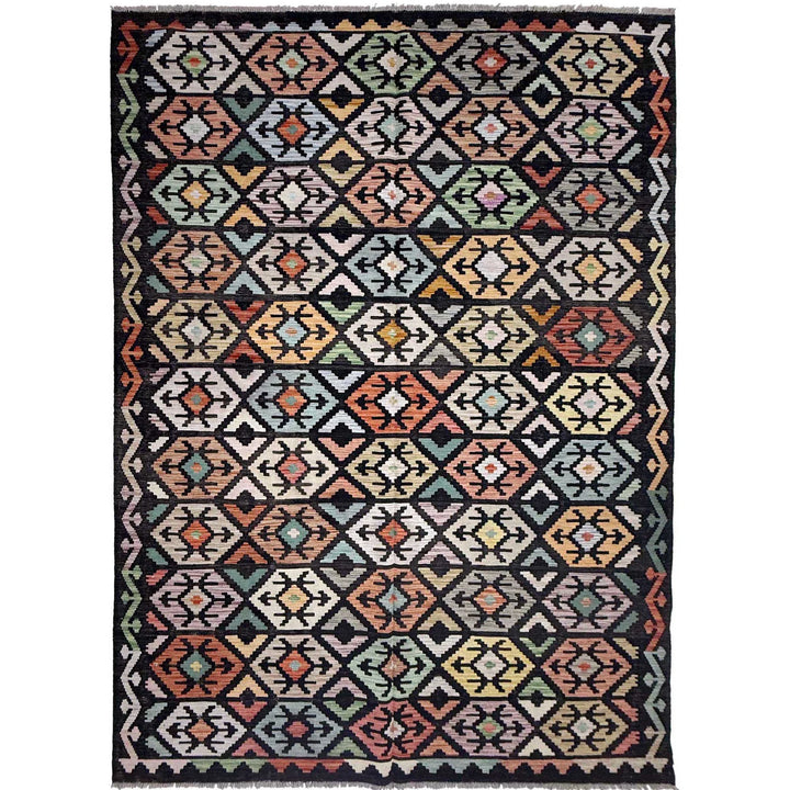 Afghan Vegetable Kilim Rug 6' 4" x 9' 9" Flat-Weave | No. AL595197