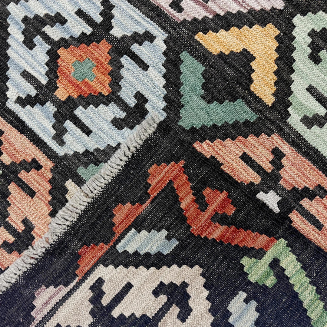 Afghan Vegetable Kilim Rug 6' 4" x 9' 9" Flat-Weave | No. AL595197