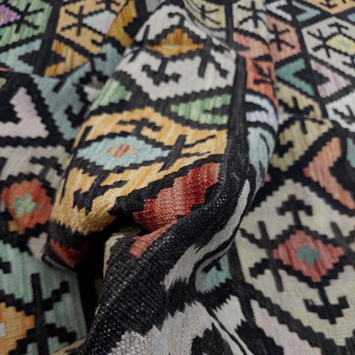 Afghan Vegetable Kilim Rug 6' 4" x 9' 9" Flat-Weave | No. AL595197