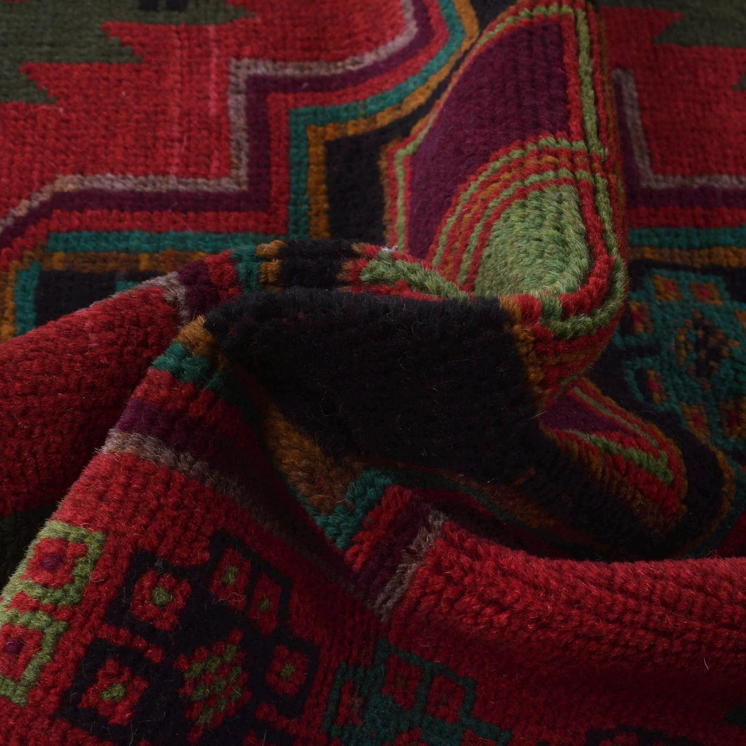 Red Afghan Baluchi Rug 4' 3" x 6' 10" Hand-Knotted | No. AL59522