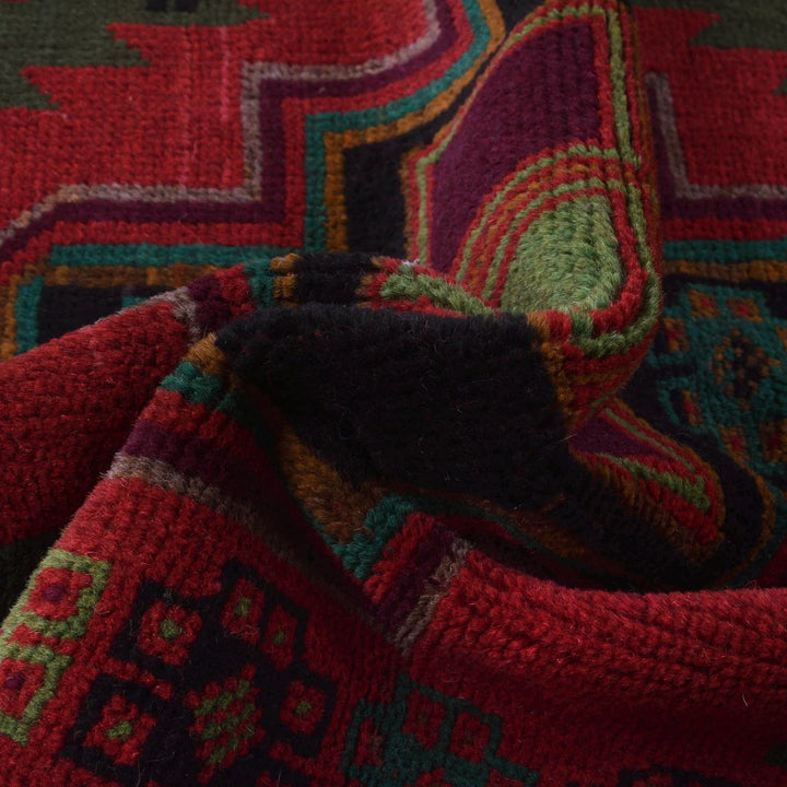 Red Afghan Baluchi Rug 4' 3" x 6' 10" Hand-Knotted | No. AL59522