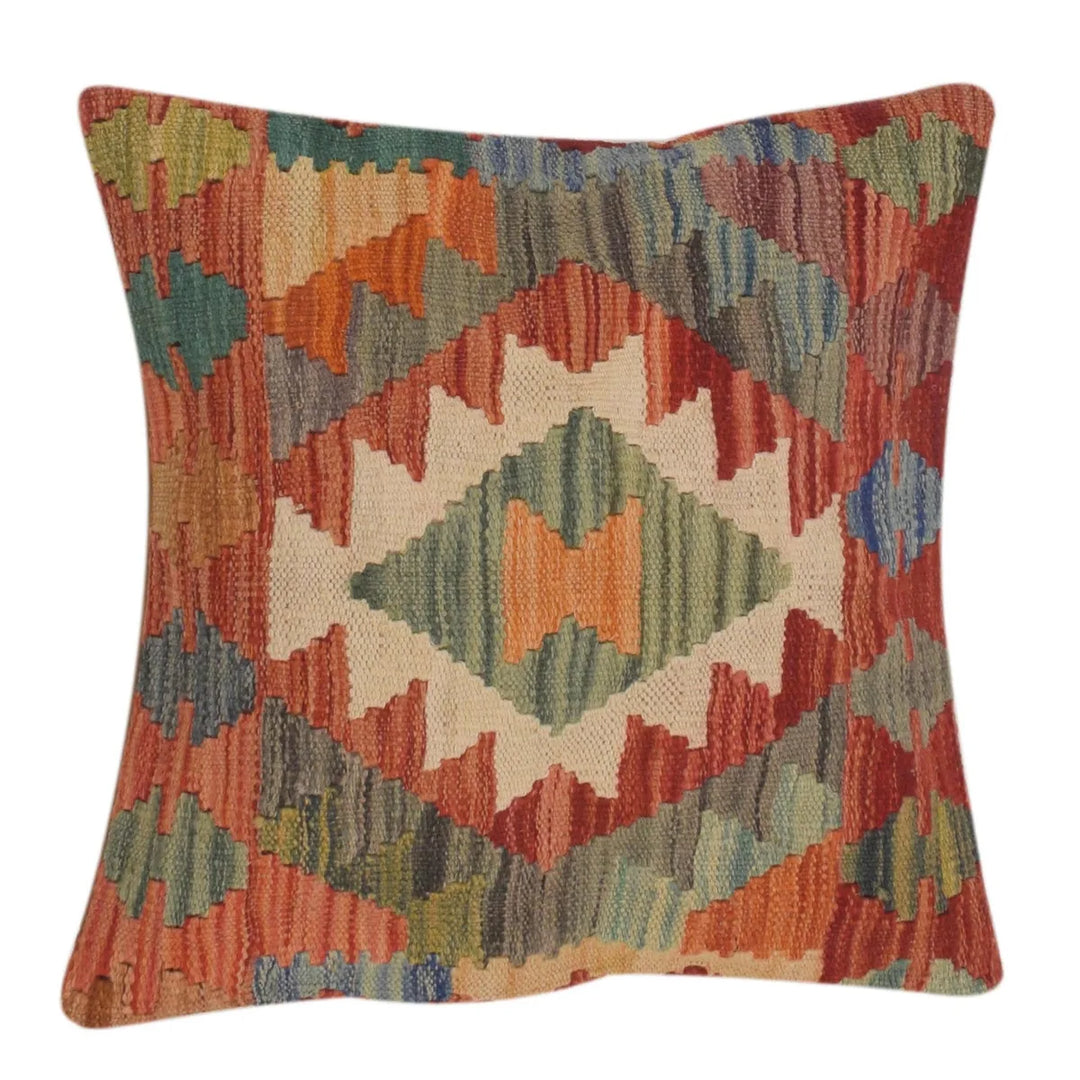 Afghan Kilim Cushion Cover 1' 6" x 1' 6" Flat-Weave | No. AL59584