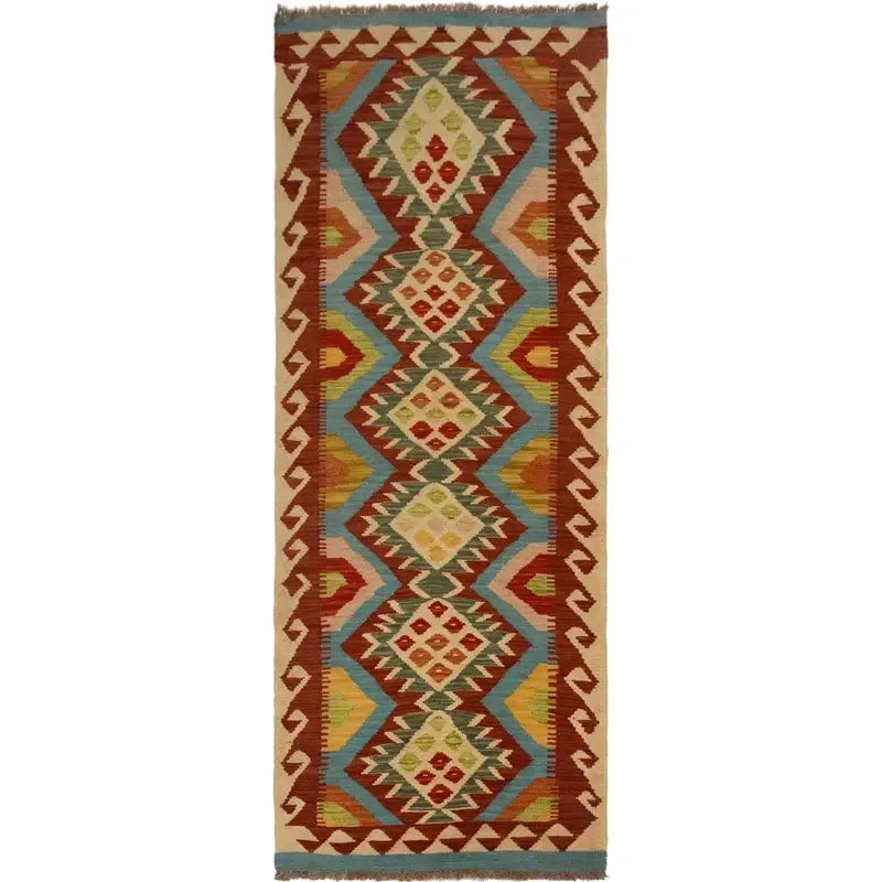 Afghan Kilim Rug 2' 1"x 6' 4" Flat-Weave | No. AL59603