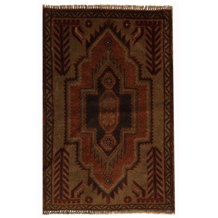 Brown Pakistani Overdyed Rug 3' 0" x 4' 3" Hand-Knotted | No. AL59642