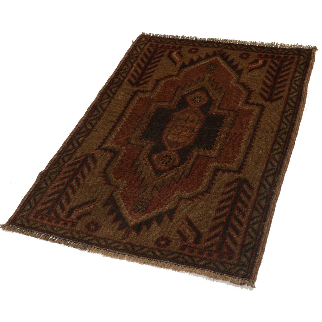 Brown Pakistani Overdyed Rug 3' 0" x 4' 3" Hand-Knotted | No. AL59642