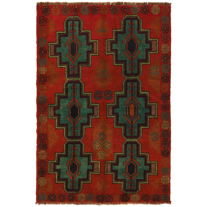 Afghan Baluchi Rug 4' 1" x 6' 3" Hand-Knotted | No. AL59689