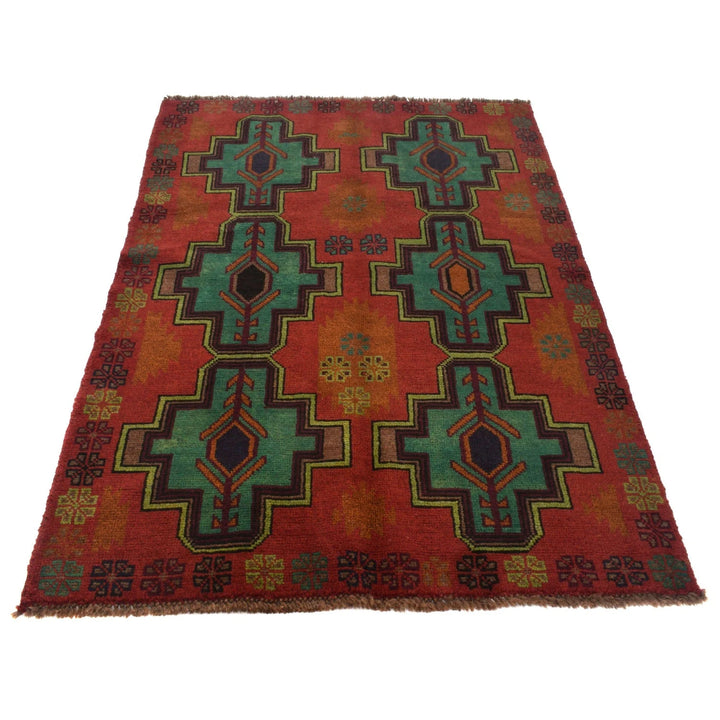 Afghan Baluchi Rug 4' 1" x 6' 3" Hand-Knotted | No. AL59689