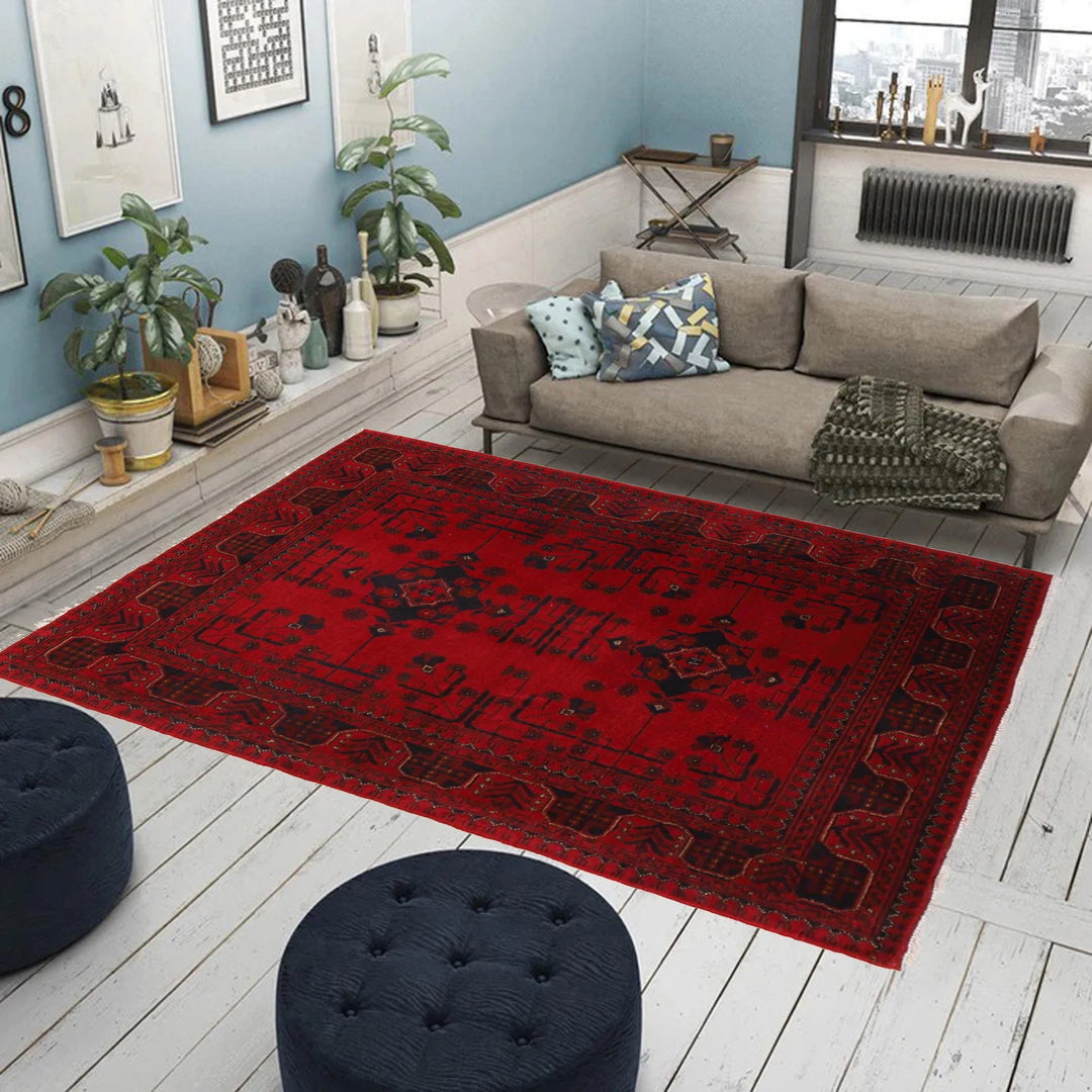 Afghan Khal Mohammadi Rug 3' 2" x 4' 11" Hand-Knotted | No. AL59712
