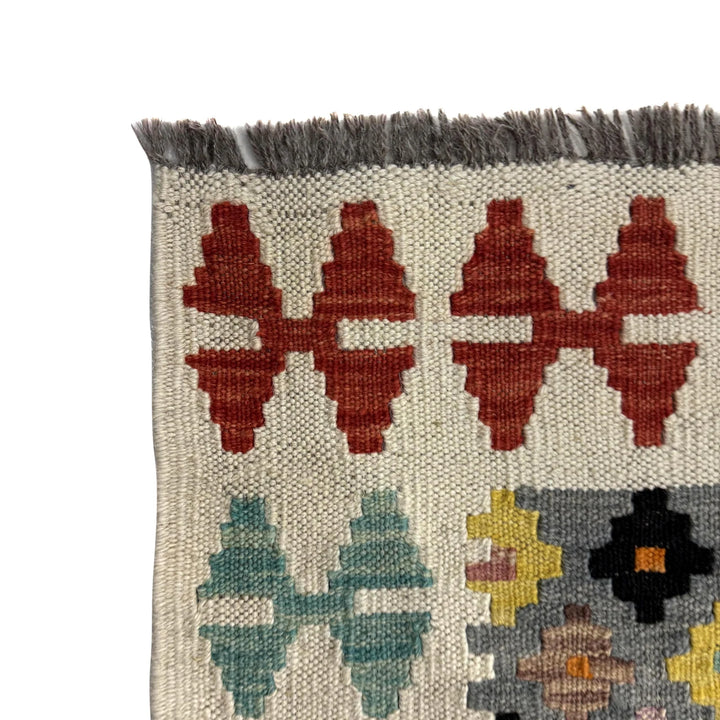 Multicolor Afghan Vegetable Kilim Rug 3' 7" x 4' 9" Flat-Weave | No. AL59734