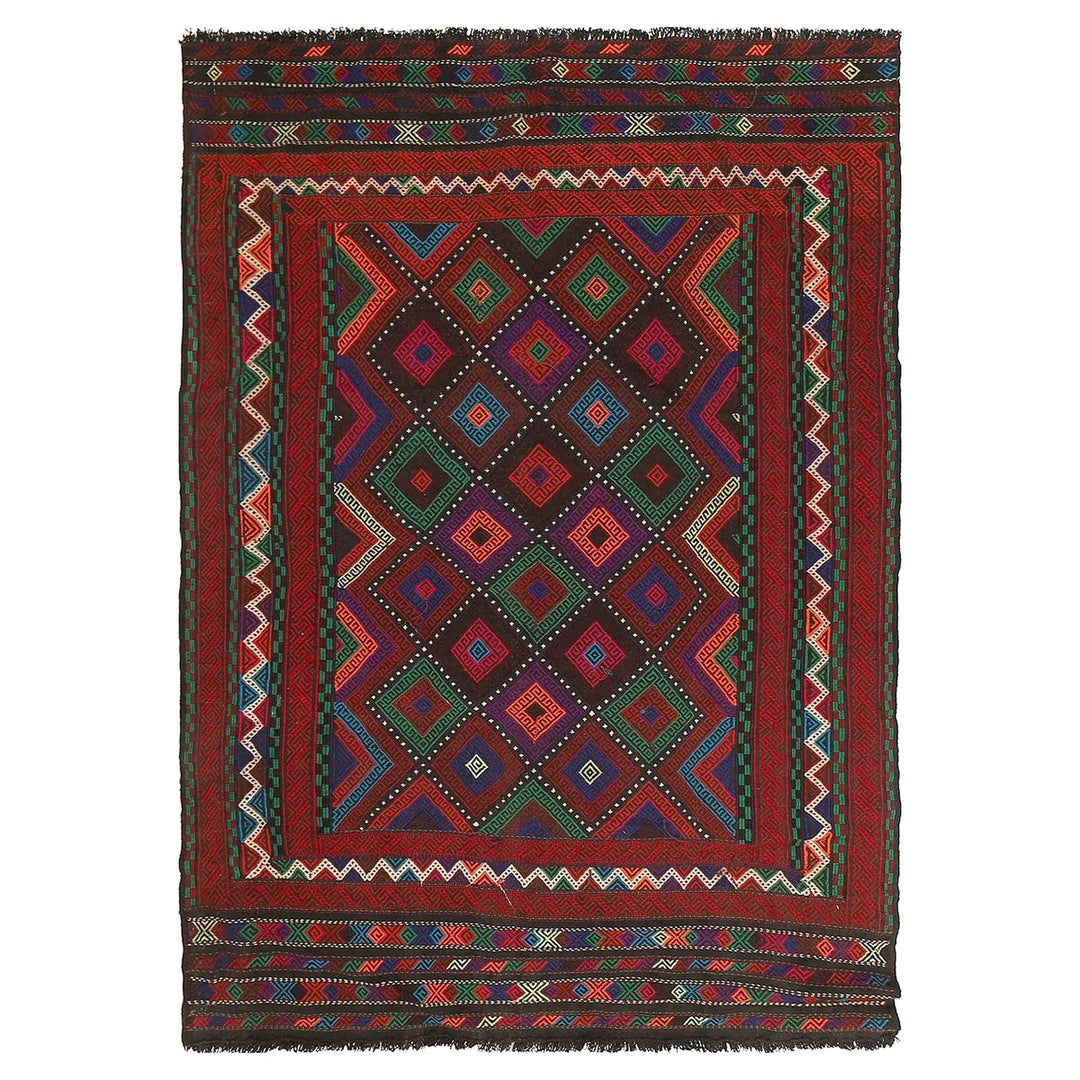 Afghan Suzuni Kilim Rug 4'7" x 7' Flat-Weave | No. AL59830