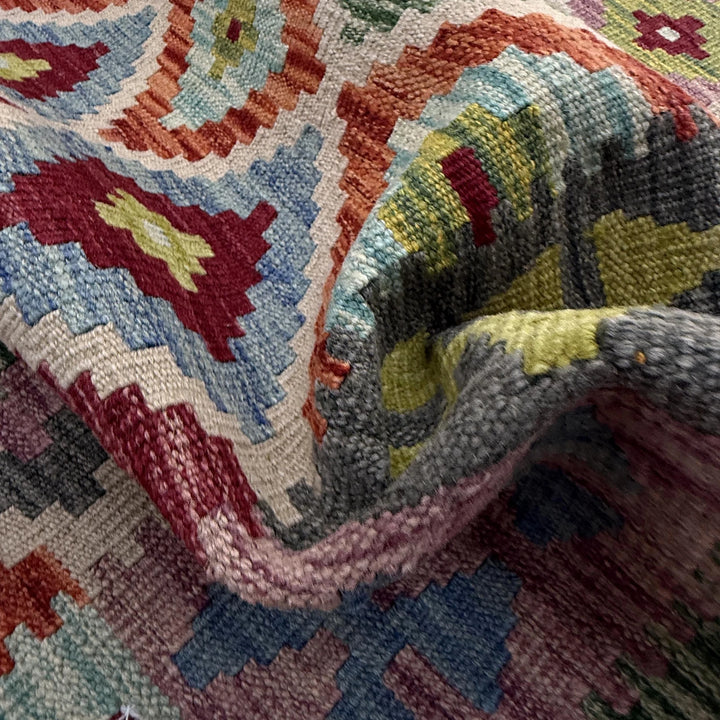 Afghan Vegetable Kilim Rug 6' 8" x 9' 7" Flat-Weave | No. AL59918