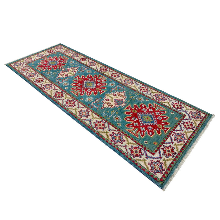 Blue Afghan Kazak Rug 2' 7" x 6' 2" Hand-Knotted | No. AL59927