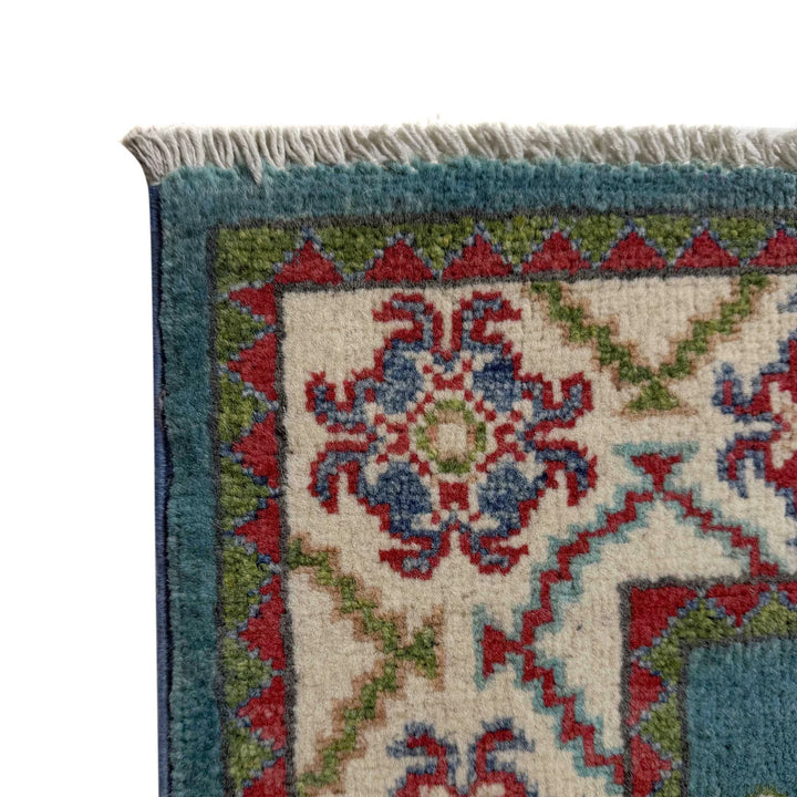 Blue Afghan Kazak Rug 2' 7" x 6' 2" Hand-Knotted | No. AL59927