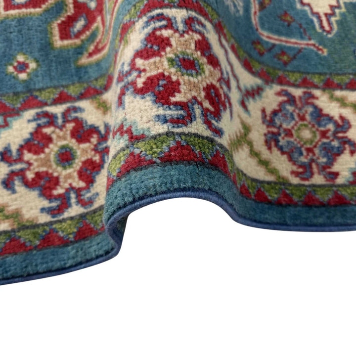 Blue Afghan Kazak Rug 2' 7" x 6' 2" Hand-Knotted | No. AL59927