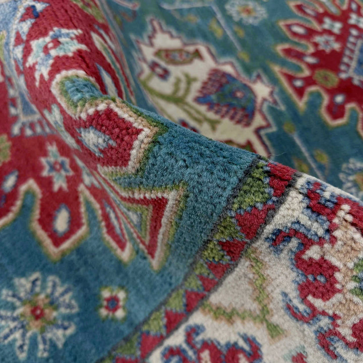 Blue Afghan Kazak Rug 2' 7" x 6' 2" Hand-Knotted | No. AL59927