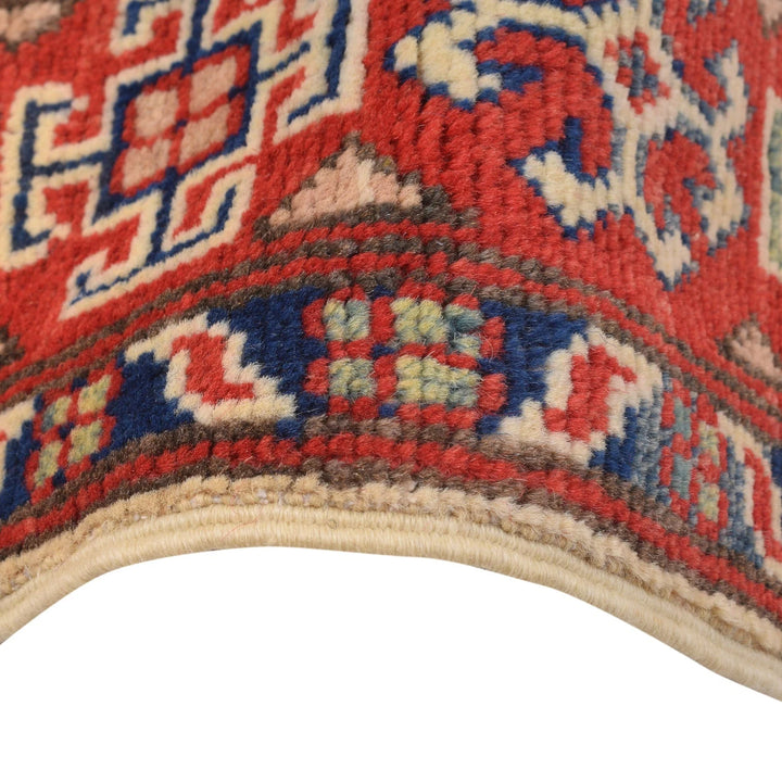 Ivory Afghan Kazak Rug 3'3" x 4'11" Hand-Knotted | No. AL60087