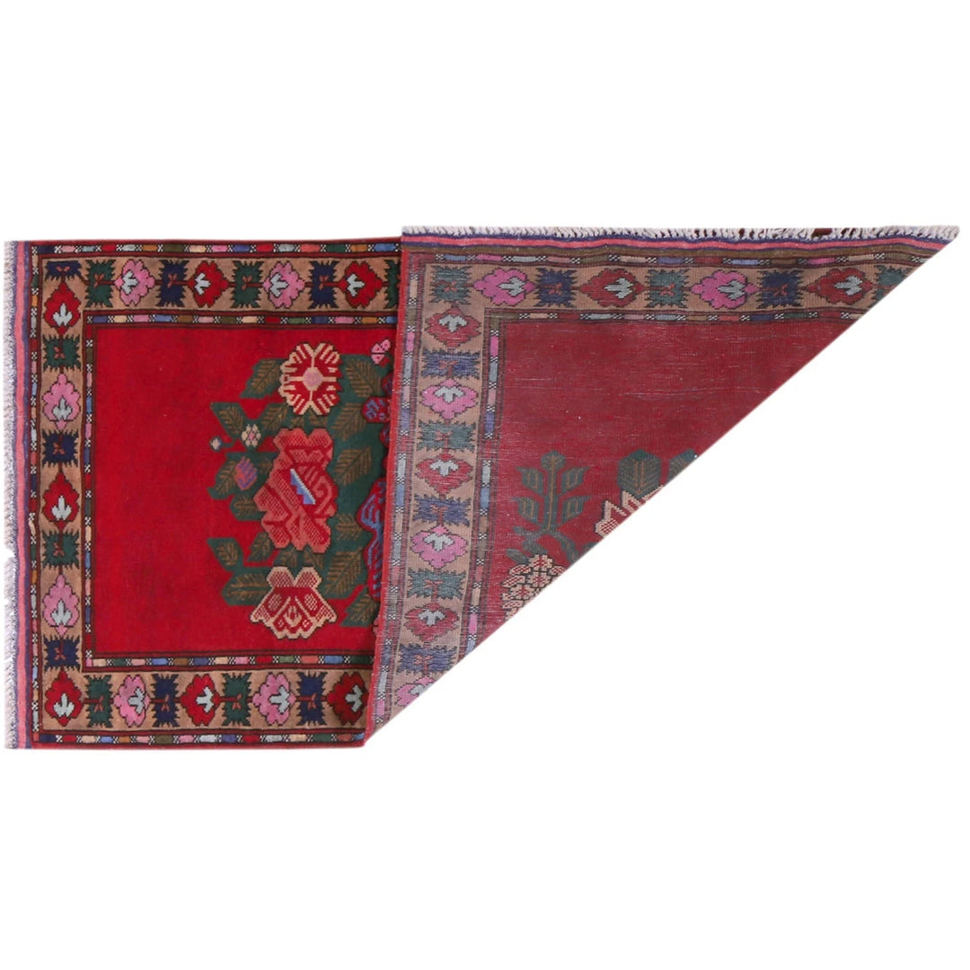 Red Afghan Baluchi Rug 2' 7" x 4' 2" Hand-Knotted | No. AL60096