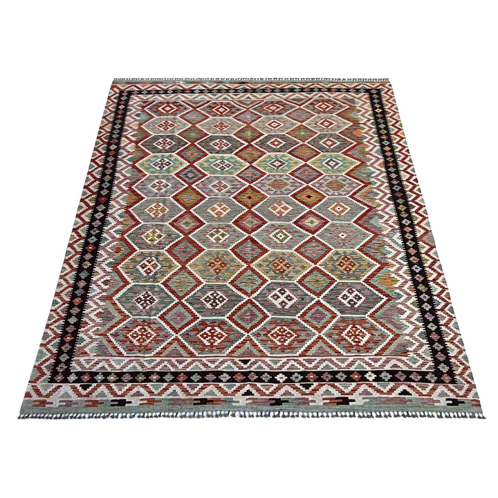 Afghan Vegetable Kilim Rug 8' 5" x 11' 5" Flat-Weave | No. AL60121