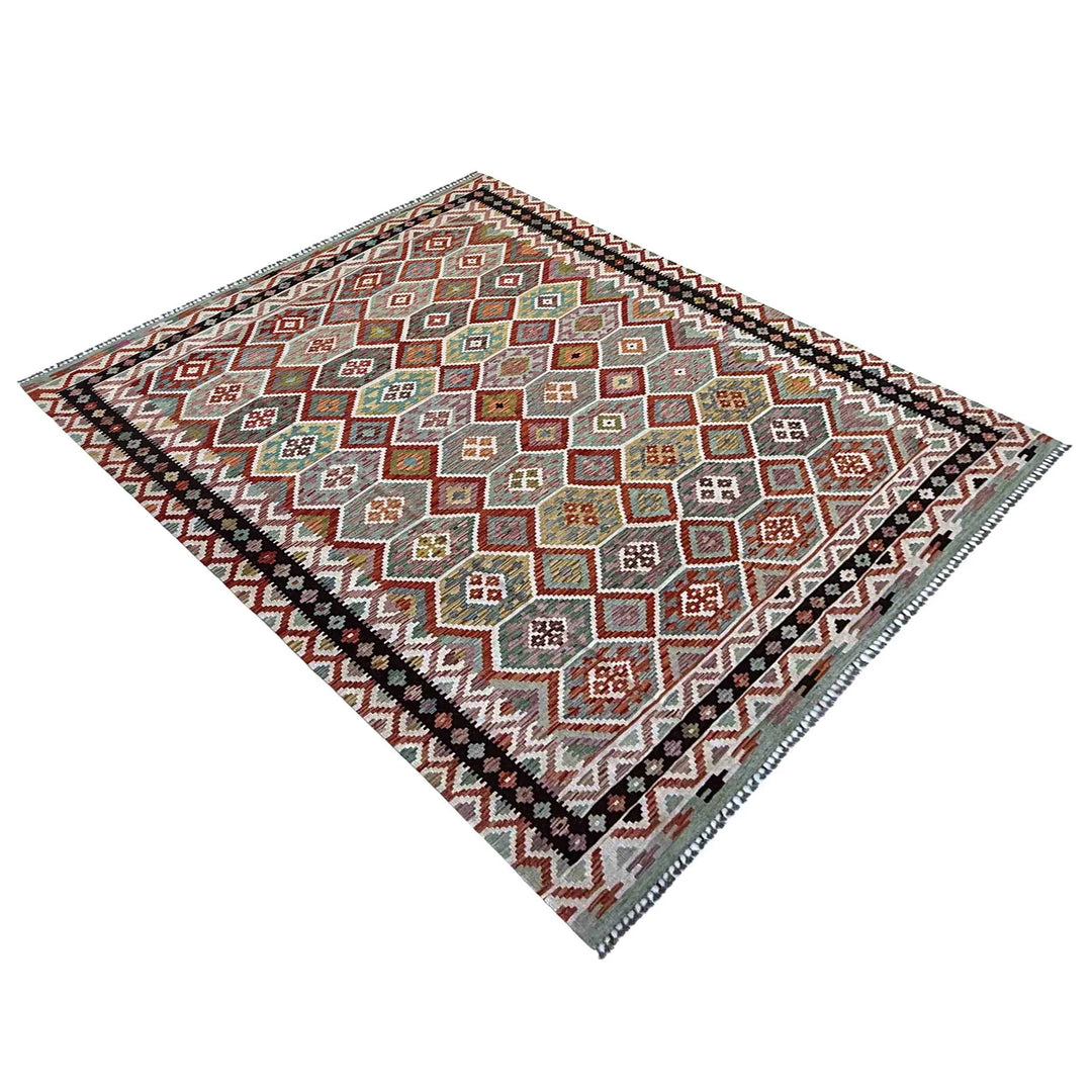 Afghan Vegetable Kilim Rug 8' 5" x 11' 5" Flat-Weave | No. AL60121