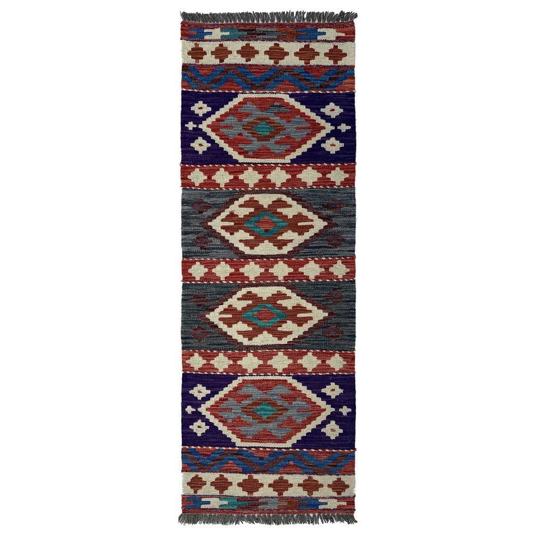 Afghan Vegetable Kilim Runner 1' 7" x 4' 11" Flat-Weave | No. AL60147