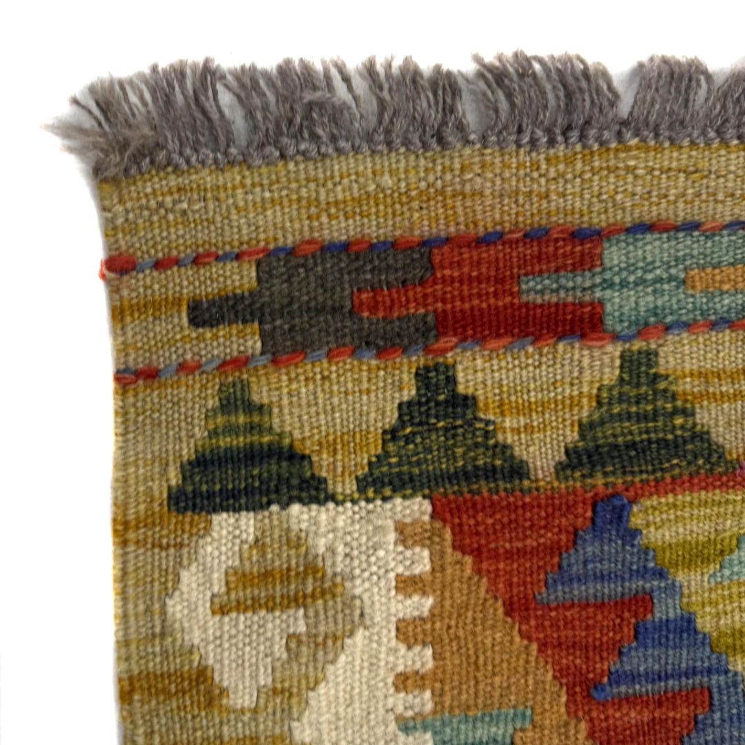 Afghan Vegetable Kilim Rug 2' 7" x 4' 4" Flat-Weave | No. AL601593