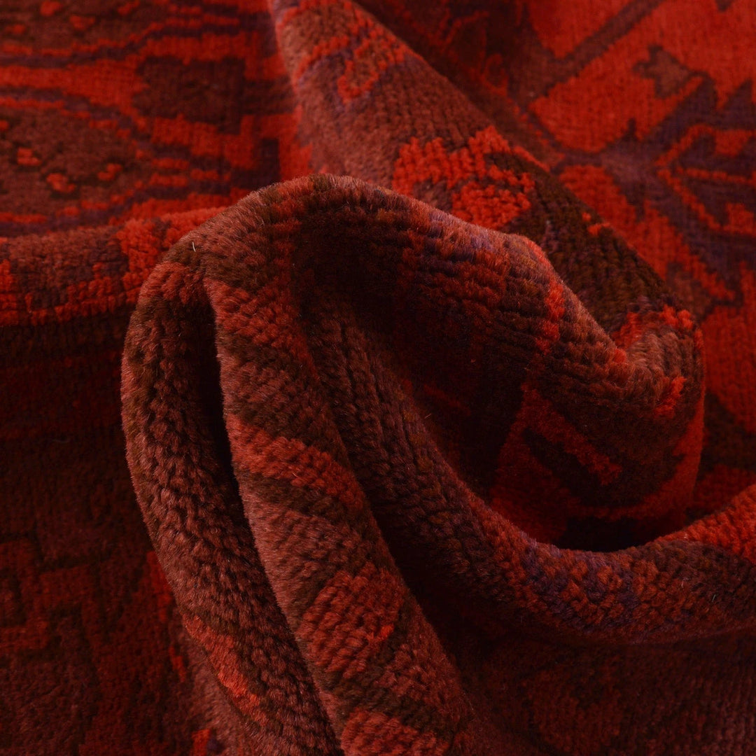 Red Pakistani Overdye Rug 3' 10" x 5' 3" Hand-Knotted | No. AL60161